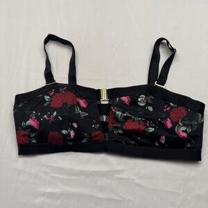 Torrid curve Elegant Black and Red Floral Bandeau keyhole bra skulls butterflies